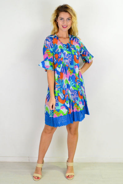 Bright Barrier Reef Lace Trim Tunic Top | I Love Tunics | Tunic Tops | Tunic | Tunic Dresses  | womens clothing online