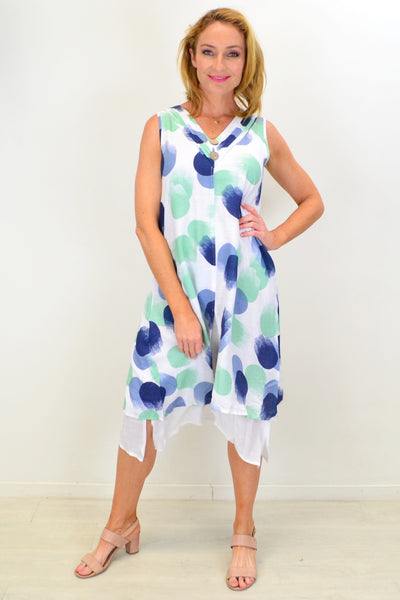Green Spot Sleeveless Coconut Button Tunic Dress | I Love Tunics | Tunic Tops | Tunic | Tunic Dresses  | womens clothing online