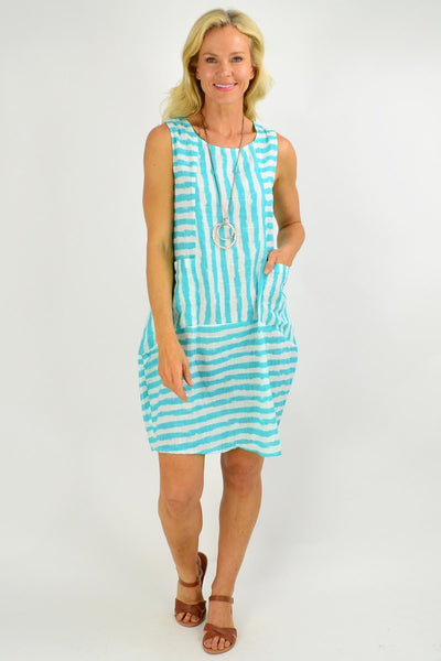 Aqua Essential Stripe Bubble Tunic Dress | I Love Tunics | Tunic Tops | Tunic | Tunic Dresses  | womens clothing online