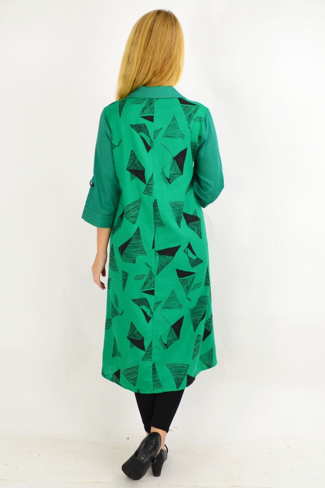 green emerald velvet dress Green Black Abstract Shirt Dress