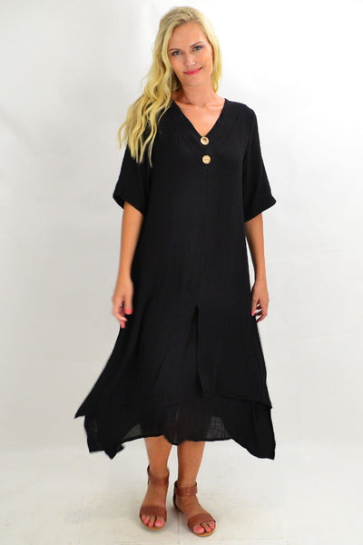 Black Coconut Overlay Tunic Dress - I Love Tunics