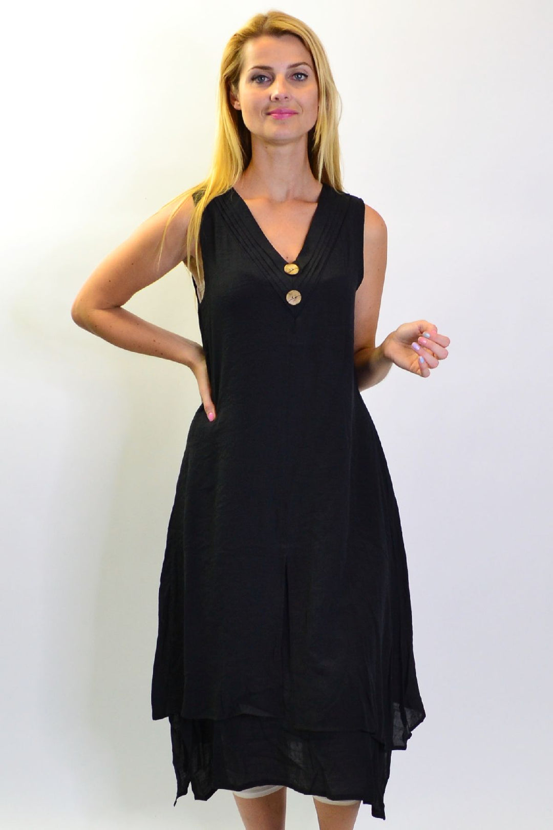 Black sleeveless tunic dress hotsell