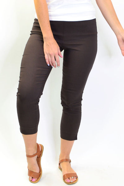Brown Crop Pull on Pants - I Love Tunics