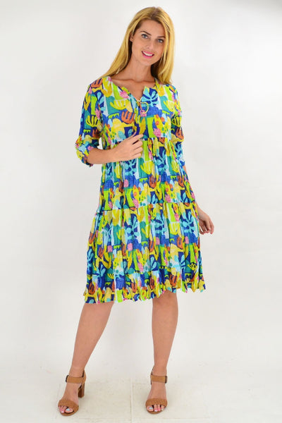 Great Barrier Reef Tie Neck Tunic Dress - I Love Tunics