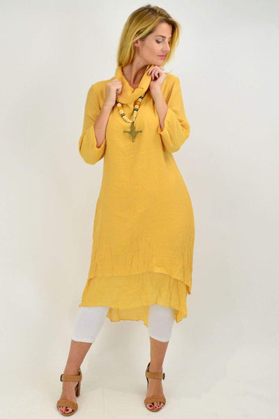 Mustard Cowl Neck Tunic Dress | I Love Tunics | Tunic Tops | Tunic | Tunic Dresses  | womens clothing online