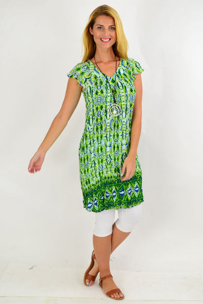 Green Pattern Short Sleeve Tunic Dress | I Love Tunics | Tunic Tops | Tunic | Tunic Dresses  | womens clothing online