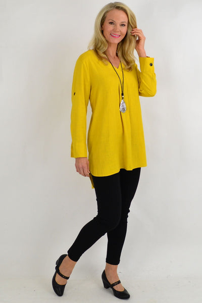 Mustard V Neck Linen Blouse | I Love Tunics | Tunic Tops | Tunic | Tunic Dresses  | womens clothing online