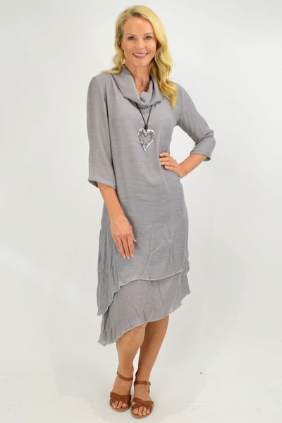 Grey Cowl Neck Tunic Dress | I Love Tunics | Tunic Tops | Tunic | Tunic Dresses  | womens clothing online