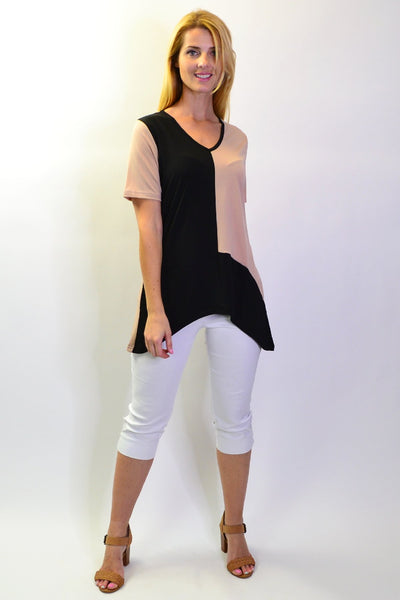 Geometric Scooped Hem Tunic Top - I Love Tunics