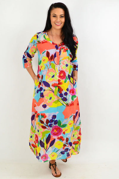 Apricot Flower One Summer Maxi Tunic Dress | I Love Tunics | Tunic Tops | Tunic | Tunic Dresses  | womens clothing online