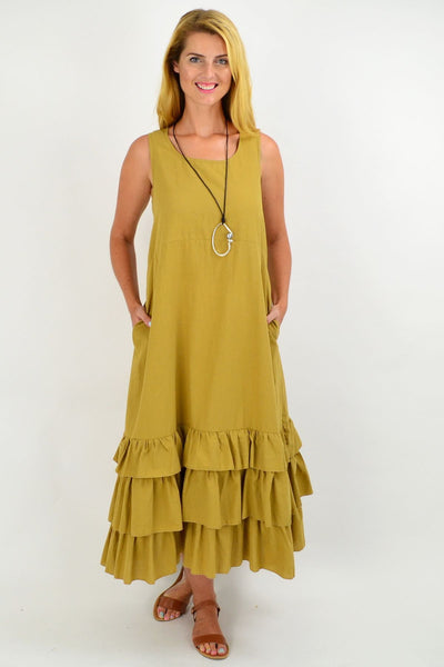 Mustard Ruffle Layer Tunic Maxi Dress | I Love Tunics | Tunic Tops | Tunic | Tunic Dresses  | womens clothing online