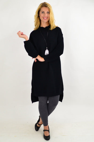 Black Ribbed Knit Tunic Dress By Orientique | I Love Tunics | Tunic Tops | Tunic | Tunic Dresses  | womens clothing online