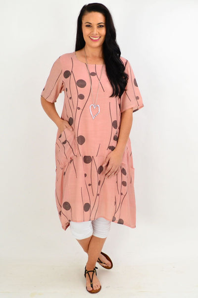 Dusty Pink Debs Dots Bubble Tunic Dress | I Love Tunics | Tunic Tops | Tunic | Tunic Dresses  | womens clothing online