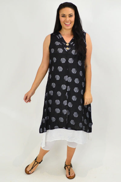 Sleeveless Black Dots Overlay Tunic Dress | I Love Tunics | Tunic Tops | Tunic | Tunic Dresses  | womens clothing online