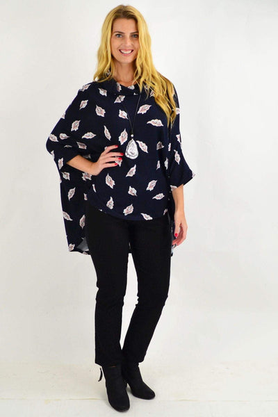 Navy Cowl Neck Poncho Tunic Top | I Love Tunics | Tunic Tops | Tunic | Tunic Dresses  | womens clothing online