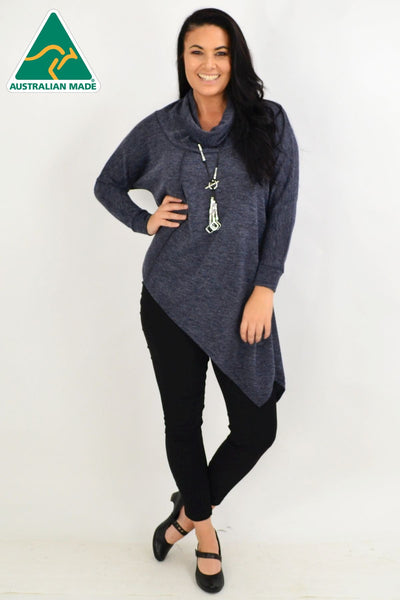 Charcoal Grey Asymmetrical Rolled Neck Jumper | I Love Tunics | Tunic Tops | Tunic | Tunic Dresses  | womens clothing online