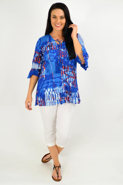 Blue Red Abstract Print Tunic Top | I Love Tunics | Tunic Tops | Tunic | Tunic Dresses  | womens clothing online