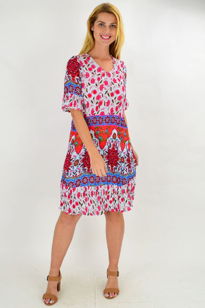 Turkish Flower Crinkle Tunic Dress - I Love Tunics