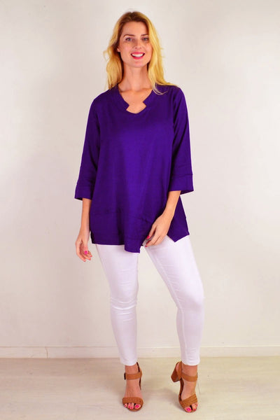 Deep Purple linen Cotton Tunic Top | I Love Tunics | Tunic Tops | Tunic | Tunic Dresses  | womens clothing online