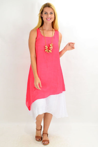 Pink Asymmetrical Hem Tunic Dress - I Love Tunics