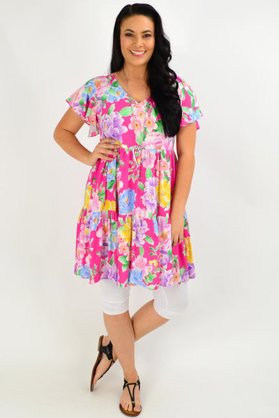 Pink Oriental Flower Garden Tunic Dress | I Love Tunics | Tunic Tops | Tunic | Tunic Dresses  | womens clothing online
