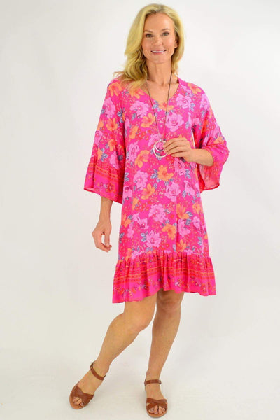 Rose Pink Lottie Tier Tunic Dress | I Love Tunics | Tunic Tops | Tunic | Tunic Dresses  | womens clothing online