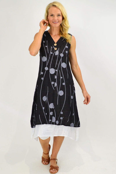Sleeveless Black Debs Dots Overlay Tunic Dress | I Love Tunics | Tunic Tops | Tunic | Tunic Dresses  | womens clothing online