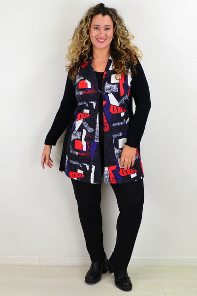 Picasso Button Up Cardigan Vest - I Love Tunics
