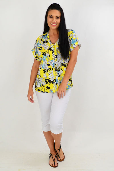 Yellow Short Flower Tunic Top | I Love Tunics | Tunic Tops | Tunic | Tunic Dresses  | womens clothing online